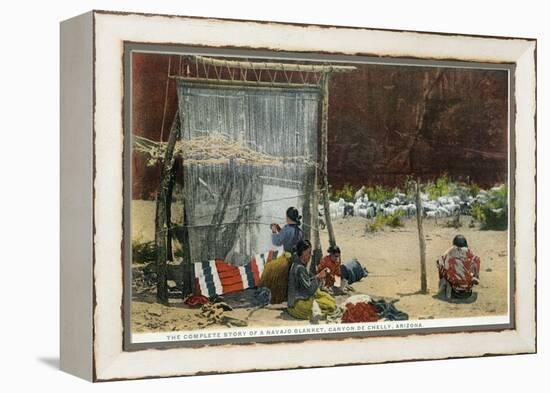 Canyon De Chelly, Arizona - View of Navajo Women Weaving Rug-Lantern Press-Framed Stretched Canvas