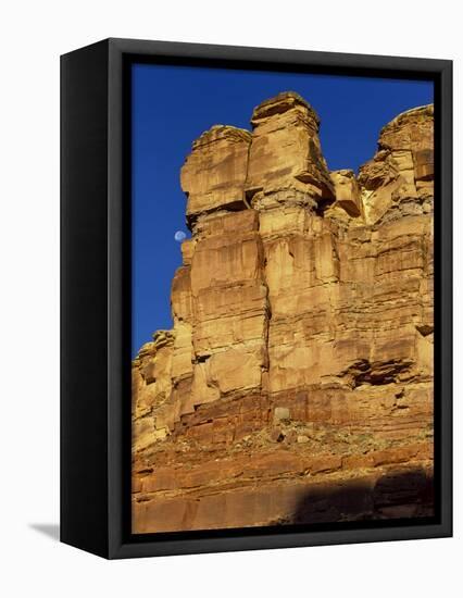Canyonlands NP, Utah. Moon and Sandstone Cliffs. Stillwater Canyon-Scott T. Smith-Framed Premier Image Canvas