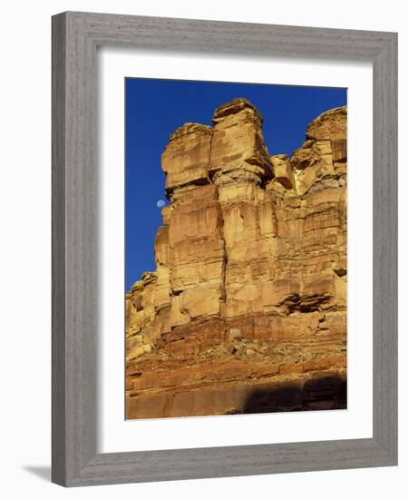 Canyonlands NP, Utah. Moon and Sandstone Cliffs. Stillwater Canyon-Scott T. Smith-Framed Photographic Print