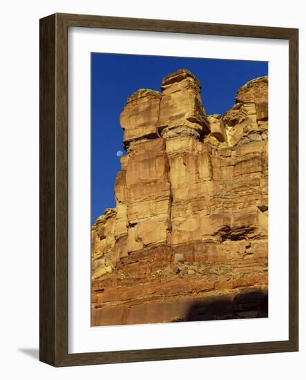 Canyonlands NP, Utah. Moon and Sandstone Cliffs. Stillwater Canyon-Scott T. Smith-Framed Photographic Print