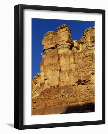 Canyonlands NP, Utah. Moon and Sandstone Cliffs. Stillwater Canyon-Scott T. Smith-Framed Photographic Print