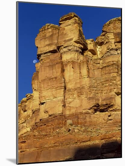 Canyonlands NP, Utah. Moon and Sandstone Cliffs. Stillwater Canyon-Scott T. Smith-Mounted Photographic Print