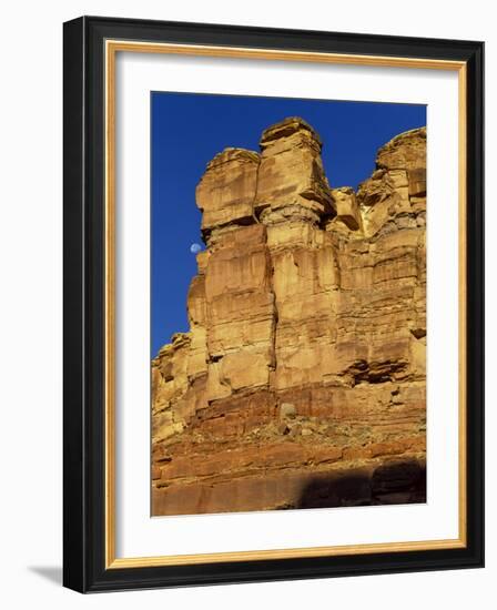 Canyonlands NP, Utah. Moon and Sandstone Cliffs. Stillwater Canyon-Scott T. Smith-Framed Photographic Print