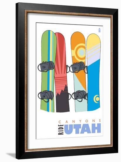 Canyons, Utah, Snowboards in the Snow-Lantern Press-Framed Art Print