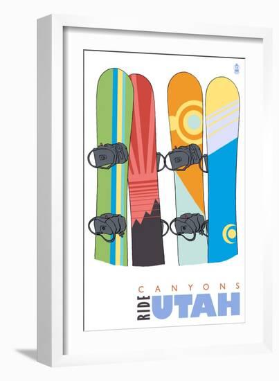 Canyons, Utah, Snowboards in the Snow-Lantern Press-Framed Art Print