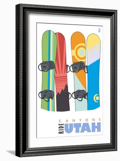 Canyons, Utah, Snowboards in the Snow-Lantern Press-Framed Art Print