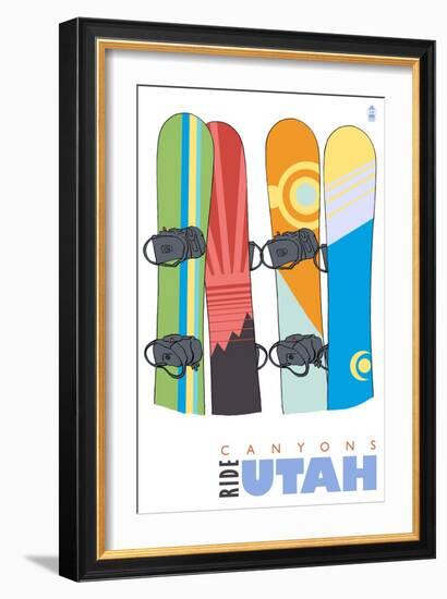 Canyons, Utah, Snowboards in the Snow-Lantern Press-Framed Art Print