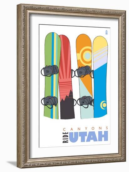 Canyons, Utah, Snowboards in the Snow-Lantern Press-Framed Premium Giclee Print