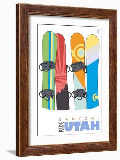 Canyons, Utah, Snowboards in the Snow-Lantern Press-Framed Premium Giclee Print