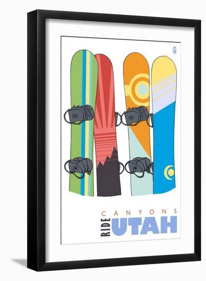 Canyons, Utah, Snowboards in the Snow-Lantern Press-Framed Premium Giclee Print