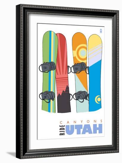 Canyons, Utah, Snowboards in the Snow-Lantern Press-Framed Premium Giclee Print