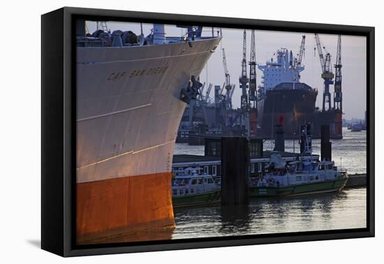 Cap San Diego and Floating Dock Blohm and Voss in the Evening Light-Uwe Steffens-Framed Premier Image Canvas