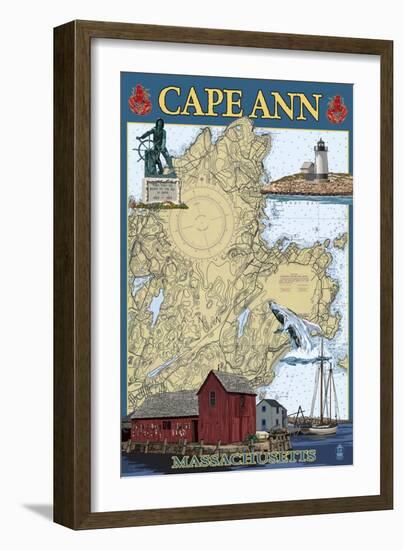 Cape Ann, Massachusetts - Nautical Chart #2-Lantern Press-Framed Art Print