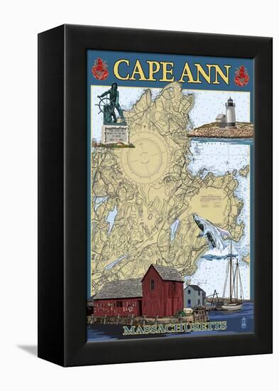 Cape Ann, Massachusetts - Nautical Chart #2-Lantern Press-Framed Stretched Canvas