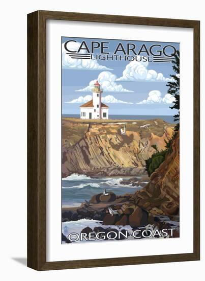 Cape Arago Lighthouse - Oregon Coast-Lantern Press-Framed Art Print