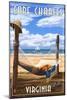 Cape Charles, Virginia - Hammock and Posts-Lantern Press-Mounted Art Print