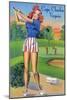 Cape Charles, Virginia - Pin-Up Girls - Winsome; Woman Playing Golf-Lantern Press-Mounted Art Print