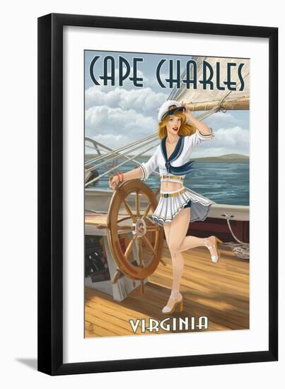 Cape Charles, Virginia - Sailor Pinup-Lantern Press-Framed Art Print