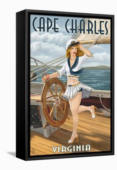 Cape Charles, Virginia - Sailor Pinup-Lantern Press-Framed Stretched Canvas