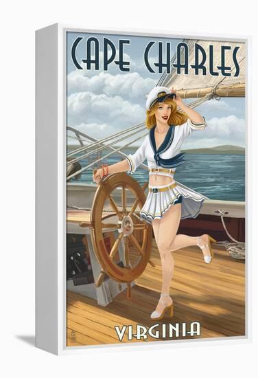 Cape Charles, Virginia - Sailor Pinup-Lantern Press-Framed Stretched Canvas