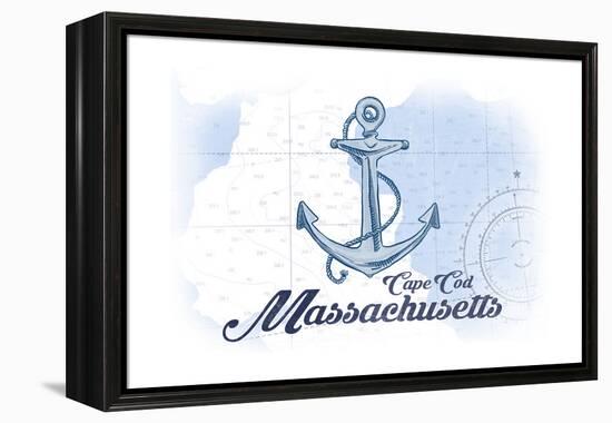 Cape Cod, Massachusetts - Anchor - Blue - Coastal Icon-Lantern Press-Framed Stretched Canvas