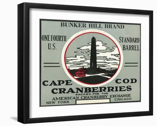 Cape Cod, Massachusetts - Bunker Hill Brand Cranberry Label-Lantern Press-Framed Art Print