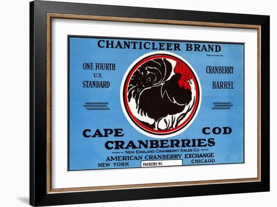 Cape Cod, Massachusetts, Chanticleer Brand Cranberry Label-Lantern Press-Framed Art Print