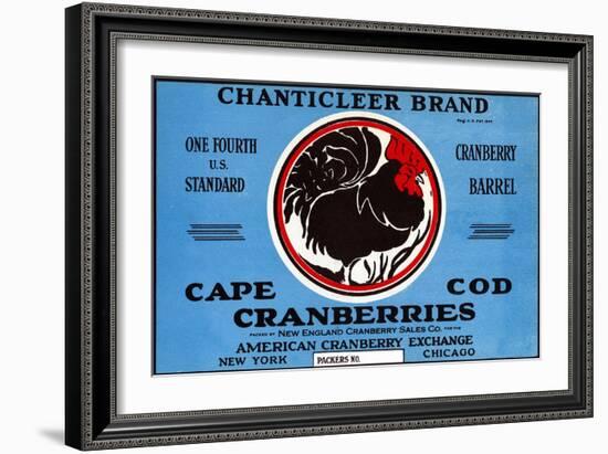 Cape Cod, Massachusetts, Chanticleer Brand Cranberry Label-Lantern Press-Framed Art Print