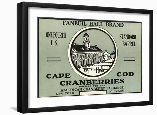 Cape Cod, Massachusetts - Faneuil Hall Brand Cranberry Label-Lantern Press-Framed Art Print