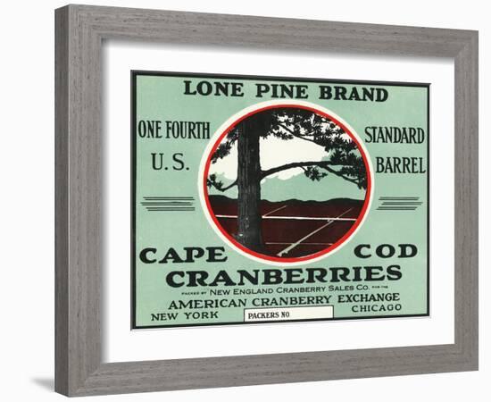 Cape Cod, Massachusetts, Lone Pine Brand Cranberry Label-Lantern Press-Framed Art Print