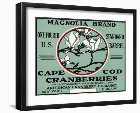 Cape Cod, Massachusetts - Magnolia Brand Cranberry Label-Lantern Press-Framed Art Print