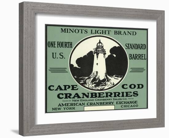 Cape Cod, Massachusetts - Minots Light Brand Cranberry Label-Lantern Press-Framed Art Print