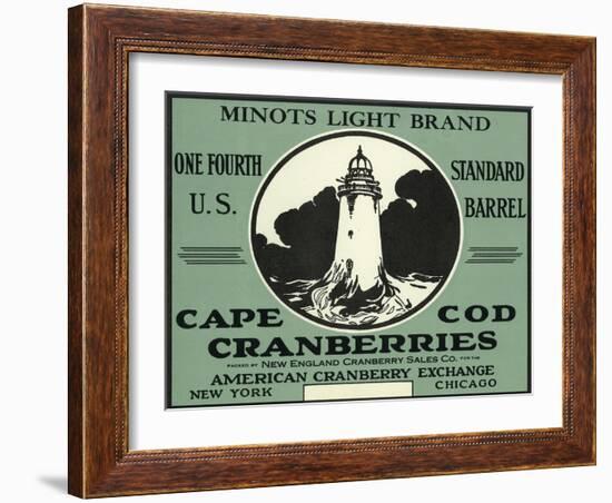 Cape Cod, Massachusetts - Minots Light Brand Cranberry Label-Lantern Press-Framed Art Print