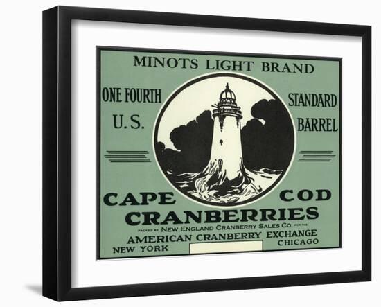 Cape Cod, Massachusetts - Minots Light Brand Cranberry Label-Lantern Press-Framed Art Print