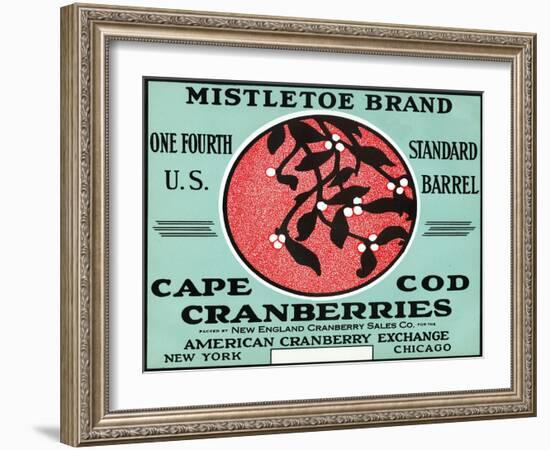 Cape Cod, Massachusetts - Mistletoe Brand Cranberry Label-Lantern Press-Framed Art Print