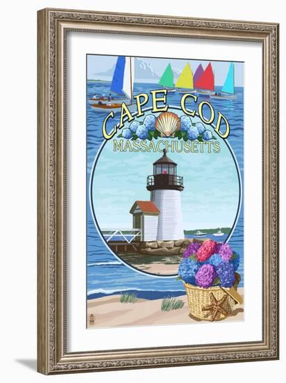 Cape Cod, Massachusetts - Montage-Lantern Press-Framed Premium Giclee Print