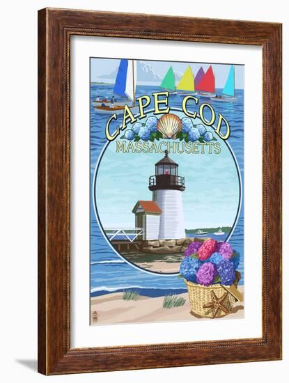 Cape Cod, Massachusetts - Montage-Lantern Press-Framed Premium Giclee Print