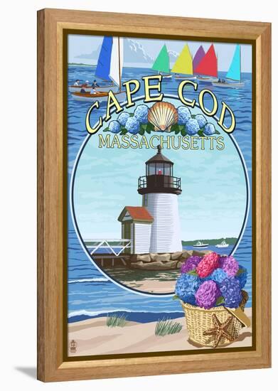 Cape Cod, Massachusetts - Montage-Lantern Press-Framed Stretched Canvas