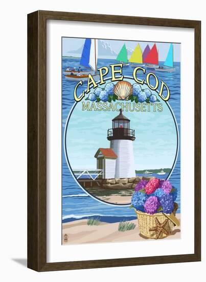 Cape Cod, Massachusetts - Montage-Lantern Press-Framed Art Print