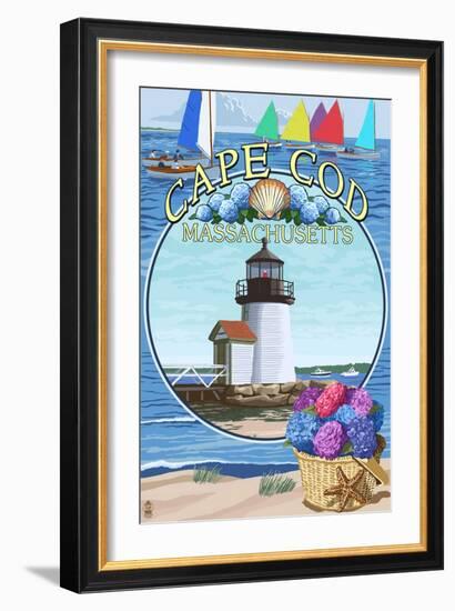 Cape Cod, Massachusetts - Montage-Lantern Press-Framed Art Print