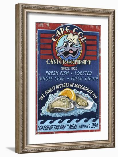 Cape Cod, Massachusetts - Oyster Bar-Lantern Press-Framed Art Print