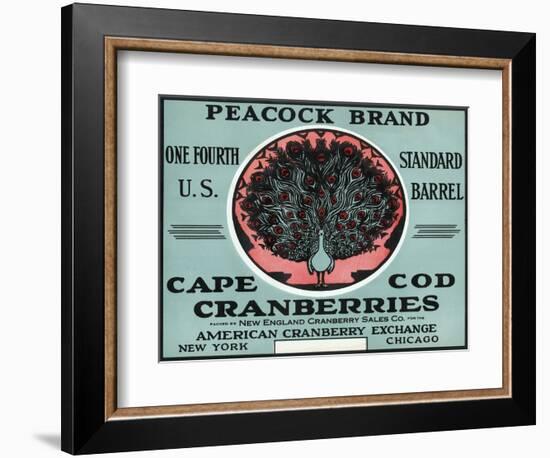 Cape Cod, Massachusetts - Peacock Brand Cranberry Label-Lantern Press-Framed Premium Giclee Print