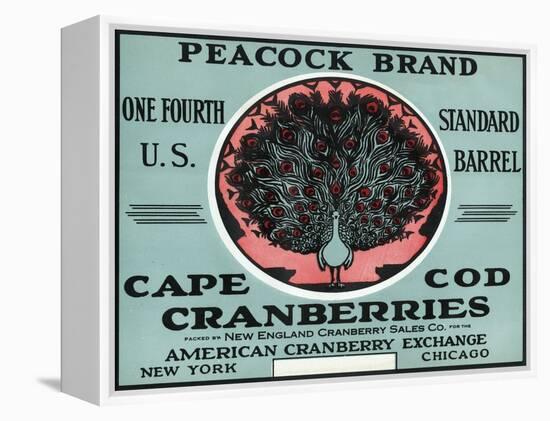 Cape Cod, Massachusetts - Peacock Brand Cranberry Label-Lantern Press-Framed Stretched Canvas