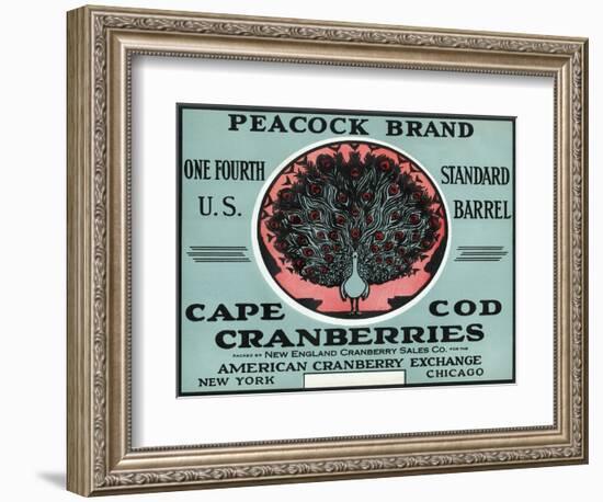 Cape Cod, Massachusetts - Peacock Brand Cranberry Label-Lantern Press-Framed Art Print