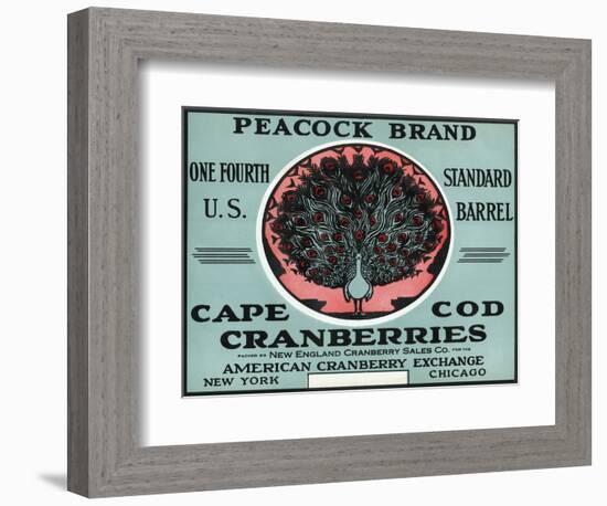 Cape Cod, Massachusetts - Peacock Brand Cranberry Label-Lantern Press-Framed Art Print