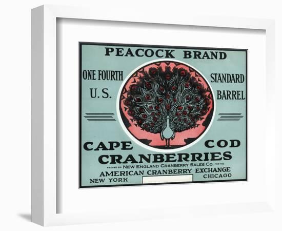 Cape Cod, Massachusetts - Peacock Brand Cranberry Label-Lantern Press-Framed Art Print