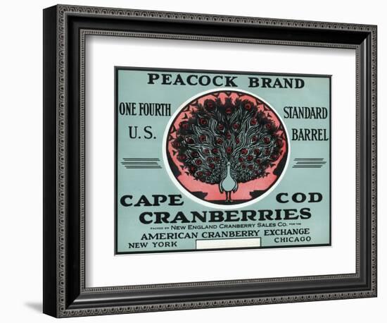 Cape Cod, Massachusetts - Peacock Brand Cranberry Label-Lantern Press-Framed Art Print