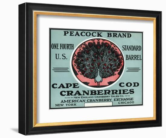 Cape Cod, Massachusetts - Peacock Brand Cranberry Label-Lantern Press-Framed Art Print