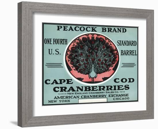 Cape Cod, Massachusetts - Peacock Brand Cranberry Label-Lantern Press-Framed Art Print