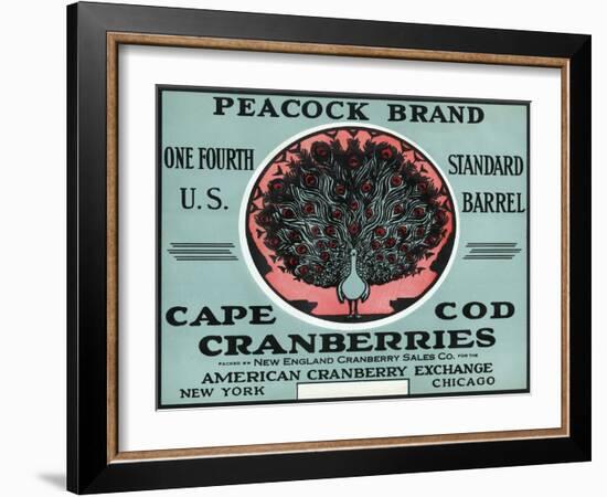 Cape Cod, Massachusetts - Peacock Brand Cranberry Label-Lantern Press-Framed Art Print